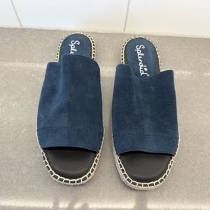 New-SPLENDID Women's Navy Goring Maia Round Toe Slip On Leather 7.5